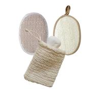 DECHOUS Exfoliating Pads and Natural Loofah Bath Set 3Pcs with Soap Bag and Lotion Applicator for Home Bathing