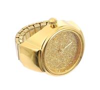 DECHOUS Finger Ring Watch and Golden Alloy and Glass Mirror, Accurate Time Keeping Stylish Quartz for Fashion Glitter Design Birthdays for Women and Men Gift for Birthdays and Friends