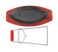 DECHOUS Fish Shaped Iron Grill Pan Non-Stick Frying Pan for Steak and BBQ with Heat Conducting Feature Creative Design for Home Cooking and Outdoor Use