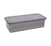 DECHOUS Flatware Tray with Lid And Drainer: Large Capacity Plastic Silverware Tray Kitchen Utensil Organizer, Clear Stackable Cutlery Storage Container, 10. 6x4. 5x2. 6 Inch