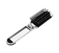DECHOUS Foldable Airbag Comb with Mirror, Portable Mini Travel Hairbrush for Women, Small Silver Hair Brush for Purse and On-the-go Styling