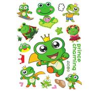 DECHOUS Frog Wall Decals Wallpaper Waterproof PVC Self-Adhesive Cartoon Wall Sticker Green Easy to Remove Living Room and Bedroom