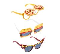 DECHOUS Funny Party Glasses for Adults: 3Pcs Pizza Hamburger Hot Dog Sunglasses Photo Booth Props - Plastic Fancy Eyeglasses Party Favor for Hawaiian Summer Luau