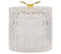 DECHOUS Glass Candy Holder Snack Lipstick Storage Jar Container round Shape Multi-functional Use Desktop Decoration Beautiful Shape Appearance Simple Design for Home and Kitchen