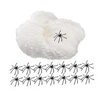 DECHOUS Glow-in-the-dark Stretch Spider Webs with Black Spiders for Halloween Party Decoration Flexible Cobwebs for Indoor Outdoor Haunted House Setup Sturdy Spooky Web Material Enhances