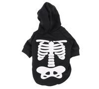 DECHOUS Glow the Dark Skeleton Dog Costume for Small Dogs and Cats, Black Cotton Pet Jumpsuit, Machine Washable, for Halloween Parade and Photo Gallery