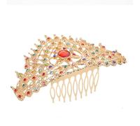 DECHOUS Golden Rhinestone Thai Princess Crown Comb Vintage Bridal Tiara Headpiece Traditional Chinese Wedding Hairpin Ethnic Festival Hair Accessory for Women