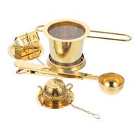 DECHOUS Golden Stainless Steel Tea Infuser with Fine Mesh Filter and Coffee Spoon Clip for Brewing Loose Leaf Tea in Kitchen