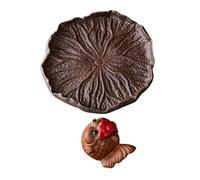 DECHOUS Goldfish Incense Holder Elegant Ceramic Incense Ash Tray with Lotus Leaf Design Decorative Miniature Fish Figurine for Meditation and Home Compact and Versatile Aromatherapy