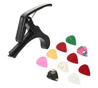 DECHOUS Guitar Tuning Accessory Set 11pcs Multi-function Plastic Capo for Acoustic Electric Guitar and Ukulele with 10 Colorful Picks Tone Modified Clamp Random Color