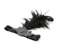 DECHOUS Hair Accessories Elegant and Stylish and Crystal Decoration Flapper Headband 1920s with Black Faux Plume Head Band for Women for Parties and Special Days