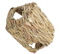 DECHOUS Hamster Hideout Natural Straw Tunnel, Trapezoid Woven Shelter for Gerbils, Hedgehogs and Small Pets in Activity Cages