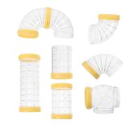 DECHOUS Hamster Tube Maze DIY External Cage Connector with Yellow Rings Safe Material Easy to Install for Hamster Cage Tunnels