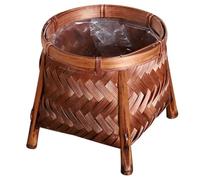 DECHOUS Handmade Bamboo Flower Storage Basket for Home Storage, Coffee Colour, Synthetic Material, Decorative and Sturdy Woven Basket with Natural and Comfortable Atmosphere