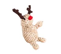 DECHOUS Handmade Cotton Rope Dog Chew Stress and Support Intellectual Development 2pcs with Christmas Elements Design Gingerbread Man and Elk Shapes for Puppies and Dogs