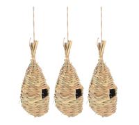 DECHOUS Handmade Woven Bird Nests Lightweight Material for Birds 3pcs Natural Visual Effect and Decorative Suitable for Indoor and Outdoor Hanging Use