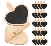 DECHOUS Heart-Shaped Chalkboard Clips Wooden 24 Pieces for Photo Display and DIY Message Board