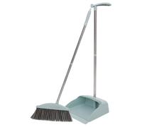 DECHOUS Heavy Duty Broom and Dustpan Set with Long Handle for Home and Dorm Cleaning, Stainless Steel and Plastic Material, Seamlessly Fits The Ground with Break Resistance, Simple