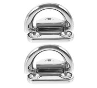 DECHOUS Heavy Duty Stainless Steel Marine Grade Folding D-Ring Anchor Pad Eye 6mm, 2pcs Lashing Rings for Trailer Tie Down and Yacht Deck Cargo Securing