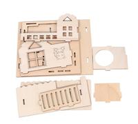 DECHOUS House Painting Double Layer Hamster with Wooden Villa Ladder Board and Board, Adorable Pet Hut for Chew for Keeping Cool in Decor Hamsters and Rats