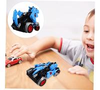 DECHOUS Inertial Pull Back Dinosaur Car for Boys Transforming Blue Model Battery Sliding Vehicle Educational Plastic Dinosaur Model for Parent Play and Visual Development