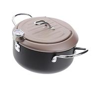 DECHOUS Japanese Style Deep Frying Pot 20cm with Lid and Oil Filter Holder Thermometer Wire Rack for Draining Pour Spout Compatible with Gas and Electric Stove