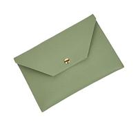 DECHOUS Large Capacity Cosmetic Bag and Cash Envelope, Green Leather Makeup Organizer Lipstick Holder and Brush Storage, Slim Wallet Pouch for Women’s Travel and Daily Use