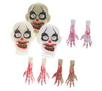 DECHOUS Lifelike Severed Bloody Hand and Creepy Clown Head Halloween Decoration Realistic DIY Prank Props for Spooky Party Atmosphere and Horror Haunted House Accessories