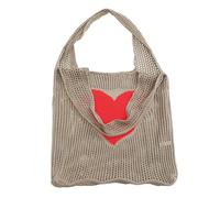 DECHOUS Lightweight Knit Mesh Grocery Storage Bag with Heart Pattern Large Capacity Reusable Tote Shopping Bag for Fruit and Umbrella for Everyday Wear and Shopping