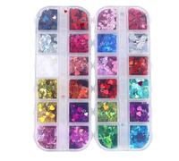DECHOUS Love Heart Nail Art Stickers 2 Boxes PVC Sequin Decorations for Artificial and Natural Nails, Easy to Use Fashion Heart Shaped Glitter for Party Decoration and Scrapbooking