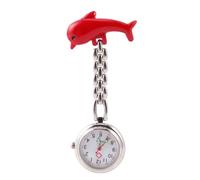 DECHOUS Luminous Alloy Pocket Watch Hanging Dolphin Design Red Zinc Alloy | Fashion Creative Decor Use, Clothing Decoration Piece, Nurse Chest Watch Style, Single Red Hanging Watch