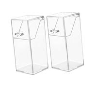 DECHOUS Makeup Brush Holder 2Pcs Acrylic Cosmetic Storage Container with Lid for Dressing Table Organiser and Vanity Storage