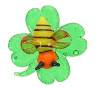 DECHOUS Mini Glass Bee Figurine with Four Leaf Clover Accent for Mantel | Hand Blown Translucent Glass, Vibrant Green Finish, Realistic Mini Style, for Tiered Tray and St Patricks Day