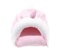 DECHOUS Mini Hedgehog Thickened Warm Pet Nest for Hamster Guinea Pig Small Animal Bed Winter Cozy Shelter with Pink Unicorn Design, Large Size Warm Sleeping Cave for Small Pets