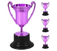 DECHOUS Mini Trophies Plastic 4Pcs Purple Coated for Classroom Awards and Game Prizes, Small Celebration Trophy Set for Parties and Sports Events