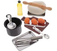 DECHOUS Miniature Baking Tool Set for Dollhouse Kitchen Wood Resin Plastic Mini Cookware Lightweight Tiny Cooking Kit for Real Food Pretend Play Accessories for Micro Landscape Decoration