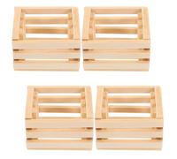 DECHOUS Miniature Wooden Storage Baskets Tiny Food Baskets 1:12 Scale in 4pcs for Compact and Portable and Displaying Landscape Models Beige Colour Dollhouse DIY Decor
