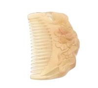 DECHOUS Natural Hand Carved Sheep Horn Comb Thick Semi-round Hair Styling Comb 7.5cm Length 0.7-0.9cm Width Anti-static Fine Tooth for Travel and Daily Use