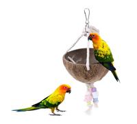 DECHOUS Natural Wooden Bird with Quick-link Attachment and Color Bead Chain Stand for Parrot Cage Hanging Hammock Small Cage Accessories