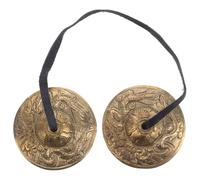 DECHOUS Nepal Brass Finger Cymbals Pair Small Copper Band Percussion Zills Instrument for Yoga Meditation Sound Bath and Spiritual Music Therapy