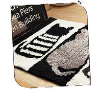 DECHOUS Non- Flocking Bathroom Mat Bath Rug Water Absorbent Door Mat for Bedroom Kitchen Bathroom Unique Black White Cat Design Easy to Clean Non- Backing