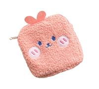 DECHOUS Nursing Pad Pouch Cartoon Storage Bag Plush Material Pink Creative Toilet Bag for Travel and Hotels, Avoid Embarrassment and Store Sanitary Napkins