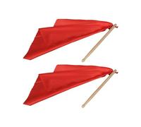 DECHOUS Pair of Solid Wood Drumsticks with 37x37cm Red Silk Ribbon, 25cm Percussion Mallet Sticks for Waist Drum and Lion Dance, Musical Instrument Accessories for Traditional Dance