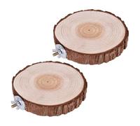 DECHOUS Parrot Stand Wooden Perch 2Pcs Natural Round Platform 6-8Cm Smooth Finish Protecting Bird Feet for Cockatiels and Parakeets Indoor Cage Accessory