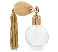 DECHOUS Perfume Bottle Empty Powder Spray Decorative Bottles Vintage Mini Travel Gold Tassel Bulb Small Refillable Atomizer Glass for and Fragrance Use 3.27X2.99X0.67In