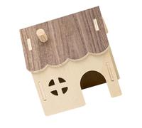 DECHOUS Pet Wooden Villa Hamster Hideout Shelter Animal House Habitat for Hamsters Hedgehogs Mice Natural Wood Bed Home