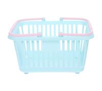 DECHOUS Plastic Storage Basket with Handle, Tiny Shopping Basket for Fruits and Sundries, Lightweight Mini Organizer for Home and Grocery Trips, Blue and Pink Handheld Bin
