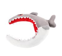 DECHOUS Plush Shark Headband Cute Cartoon Animal Headband for Skincare and Face Washing Grey Soft Fabric Comfortable Fit for Boys and Girls and Adults