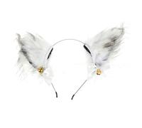 DECHOUS Plush White Fox Ears Headband Bell, Foxes Ears Headpiece for Women, Masquerade Hair Band Suitable for Halloween Party Cosplay