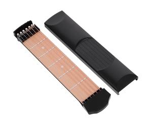 DECHOUS Pocket Guitar Practice Neck Portable Guitar Chord Trainer Finger Strengthener Tool for Beginners with Black Carrying Case